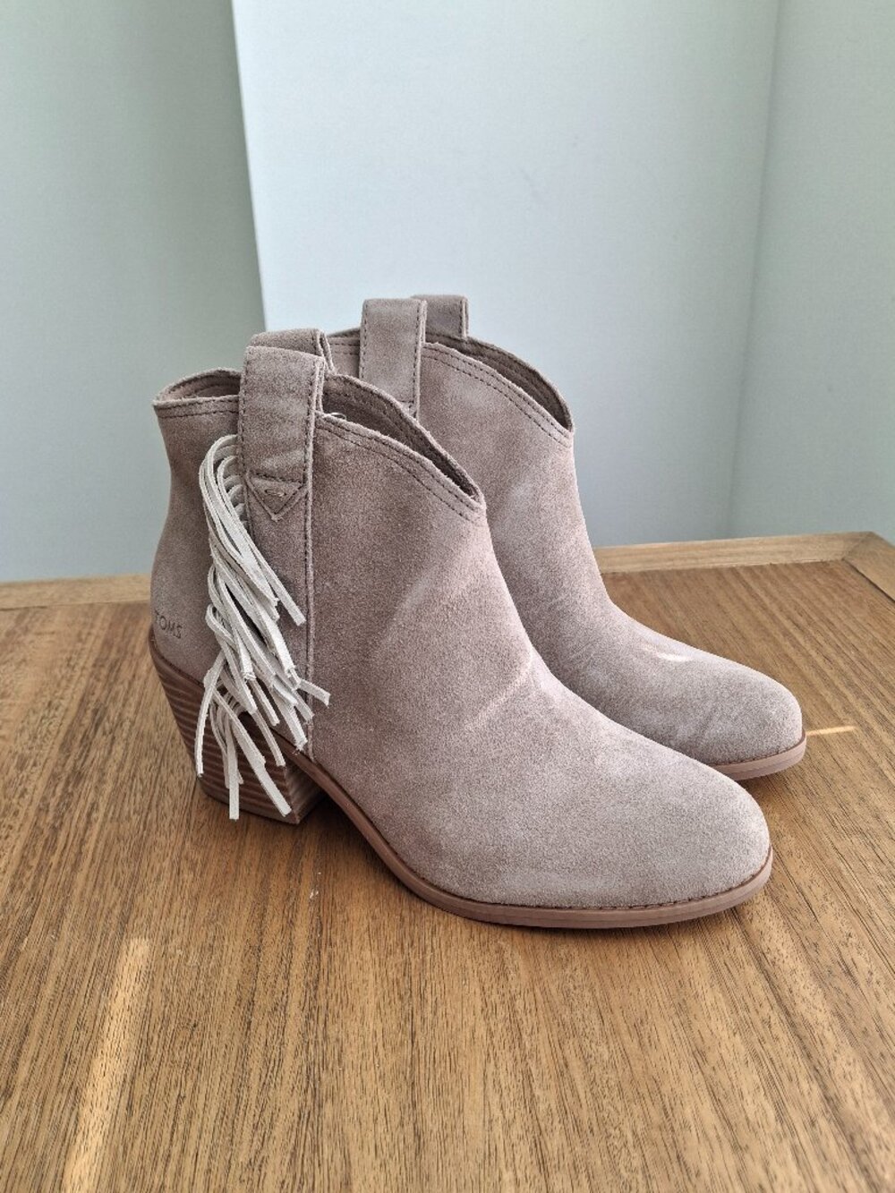 (New) Toms – Constance Heeled Ankle Boots (Dune Suede/Fringe) / Women's US 7.5